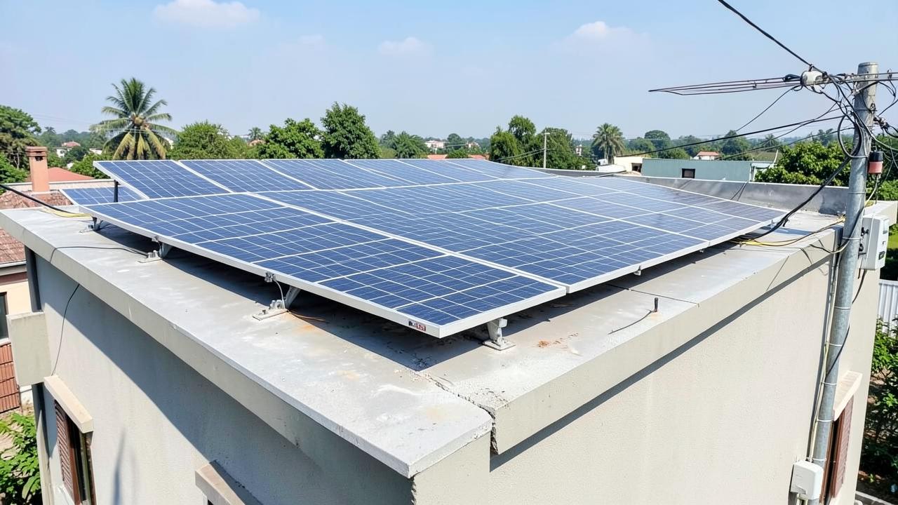 On grid rooftop solar system in India with net meter connected to the DISCOM grid