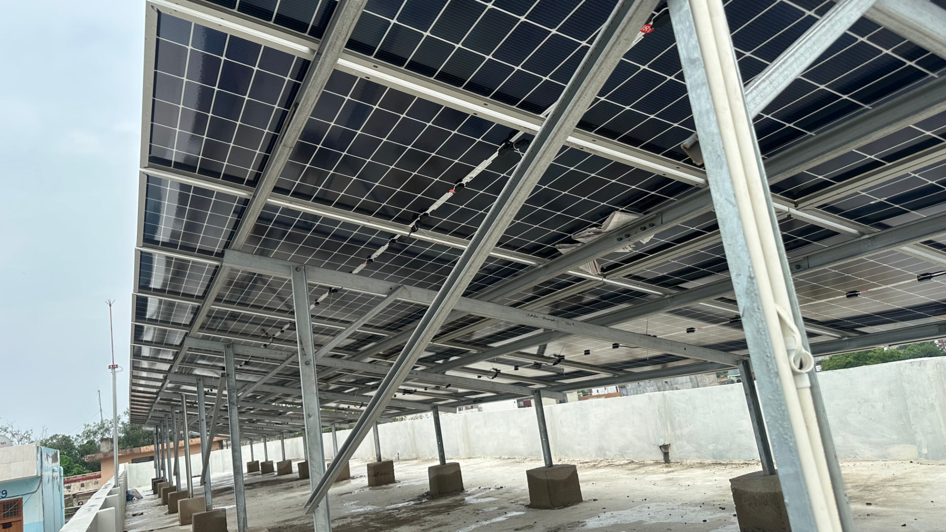 Industrial solar carport installation